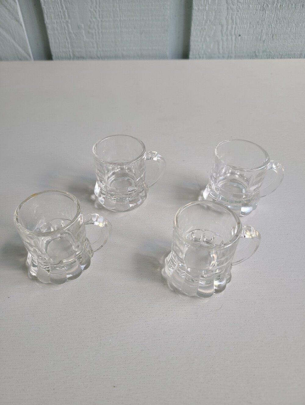Set of 4 Vintage Federal Glass Beer Mug Shot Glasses